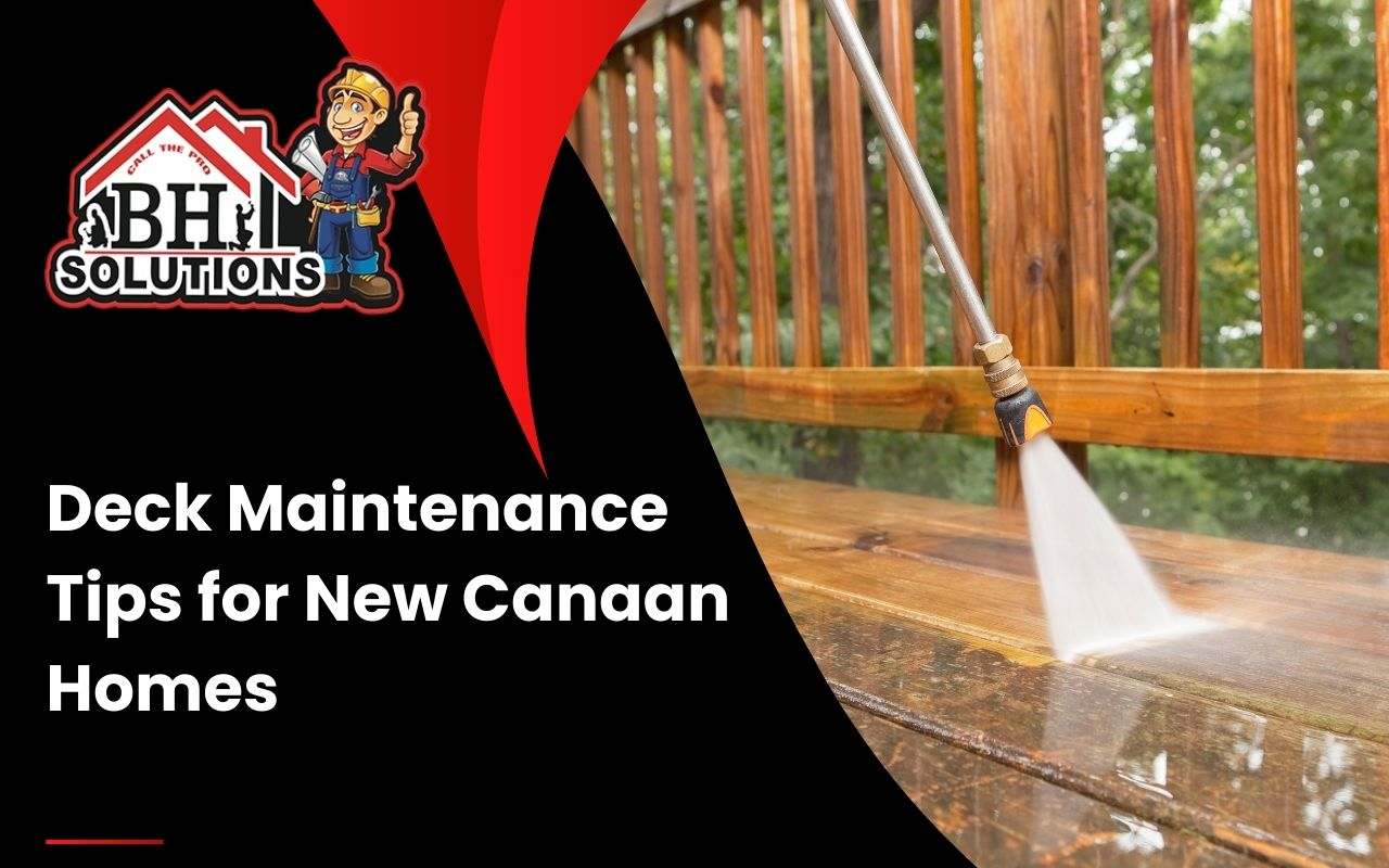 Professional cleaning a residential deck to remove dirt and debris.