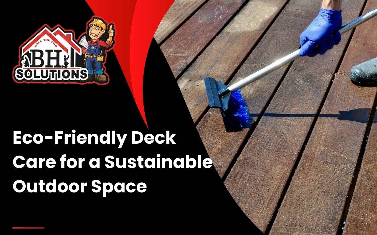 A homeowner cleaning a deck with a natural, eco-friendly solution.