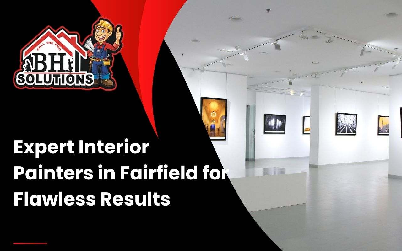 Professional painter working on a living room wall in Fairfield.