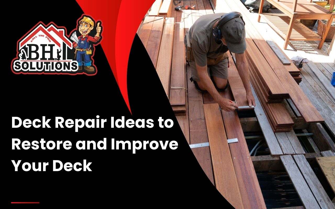 Professional replacing cracked and damaged deck boards.