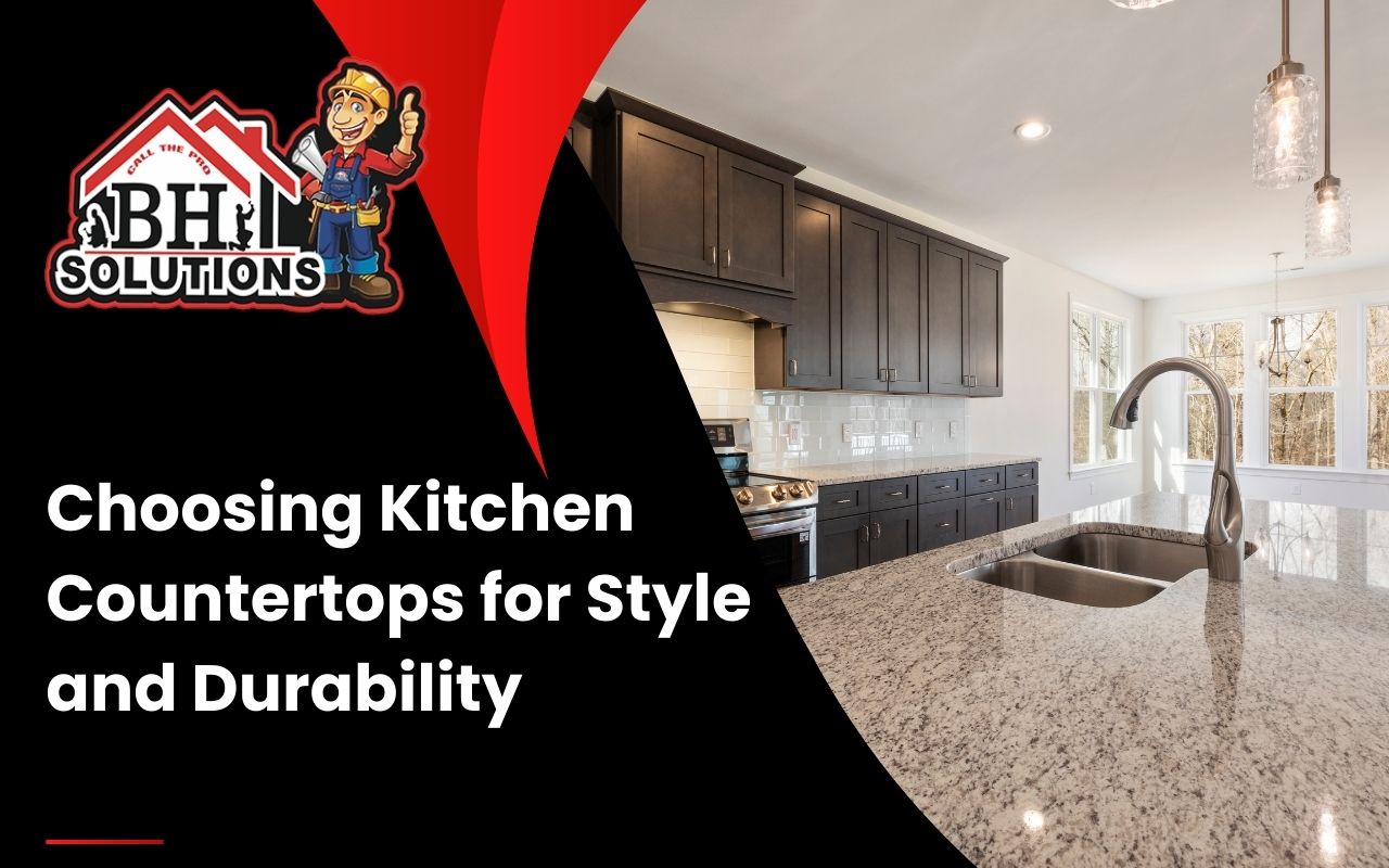 Granite countertops in a modern kitchen with natural patterns.