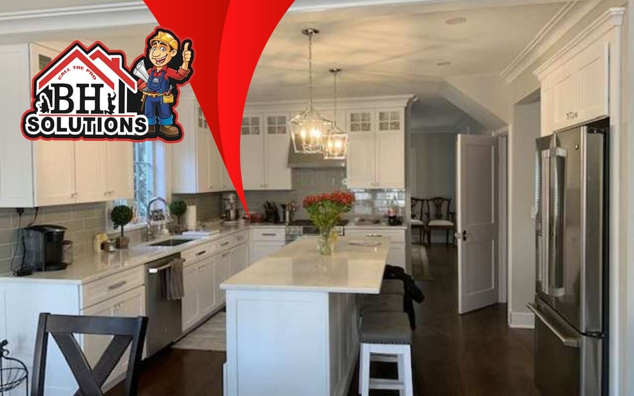 Compact kitchen with vertical storage and open shelving in Stamford.