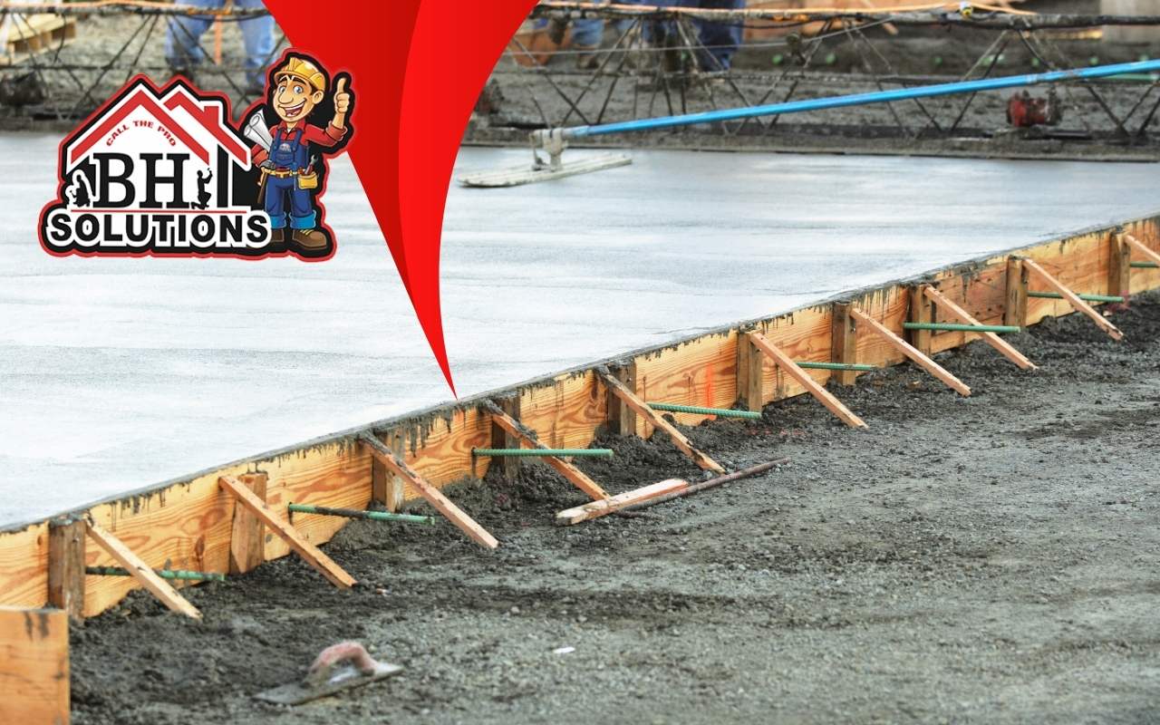 Site preparation and foundation pouring for new home construction