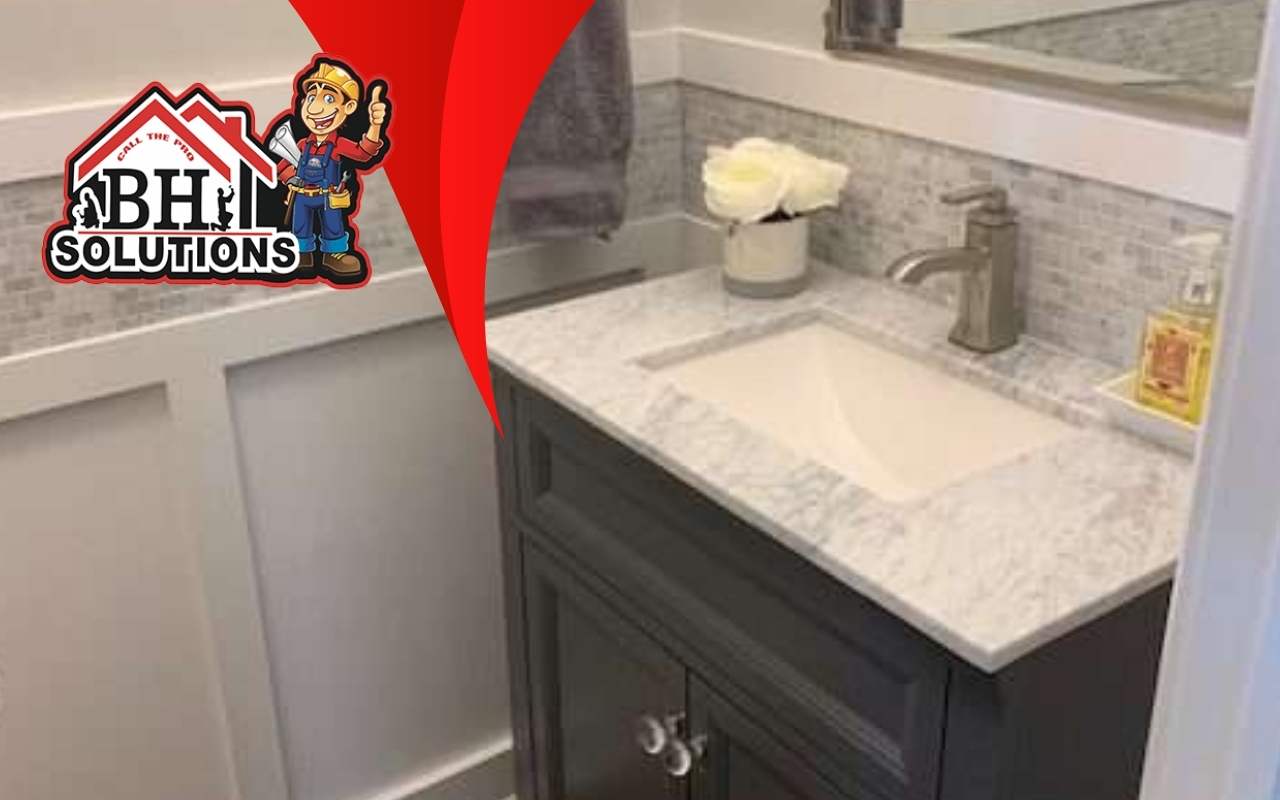 Modern floating vanity with hidden drawers for organized storage