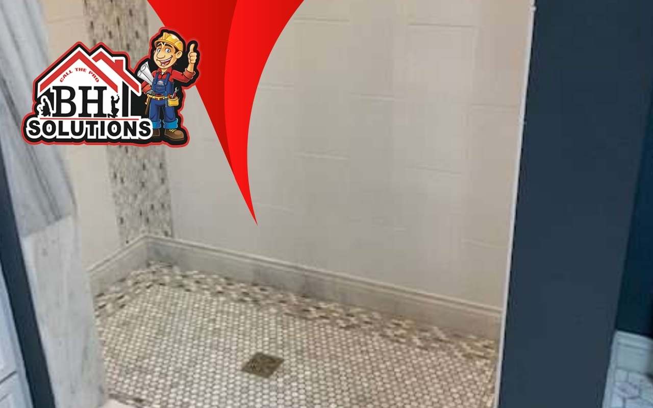 Zero-threshold walk-in shower in a minimalist bathroom