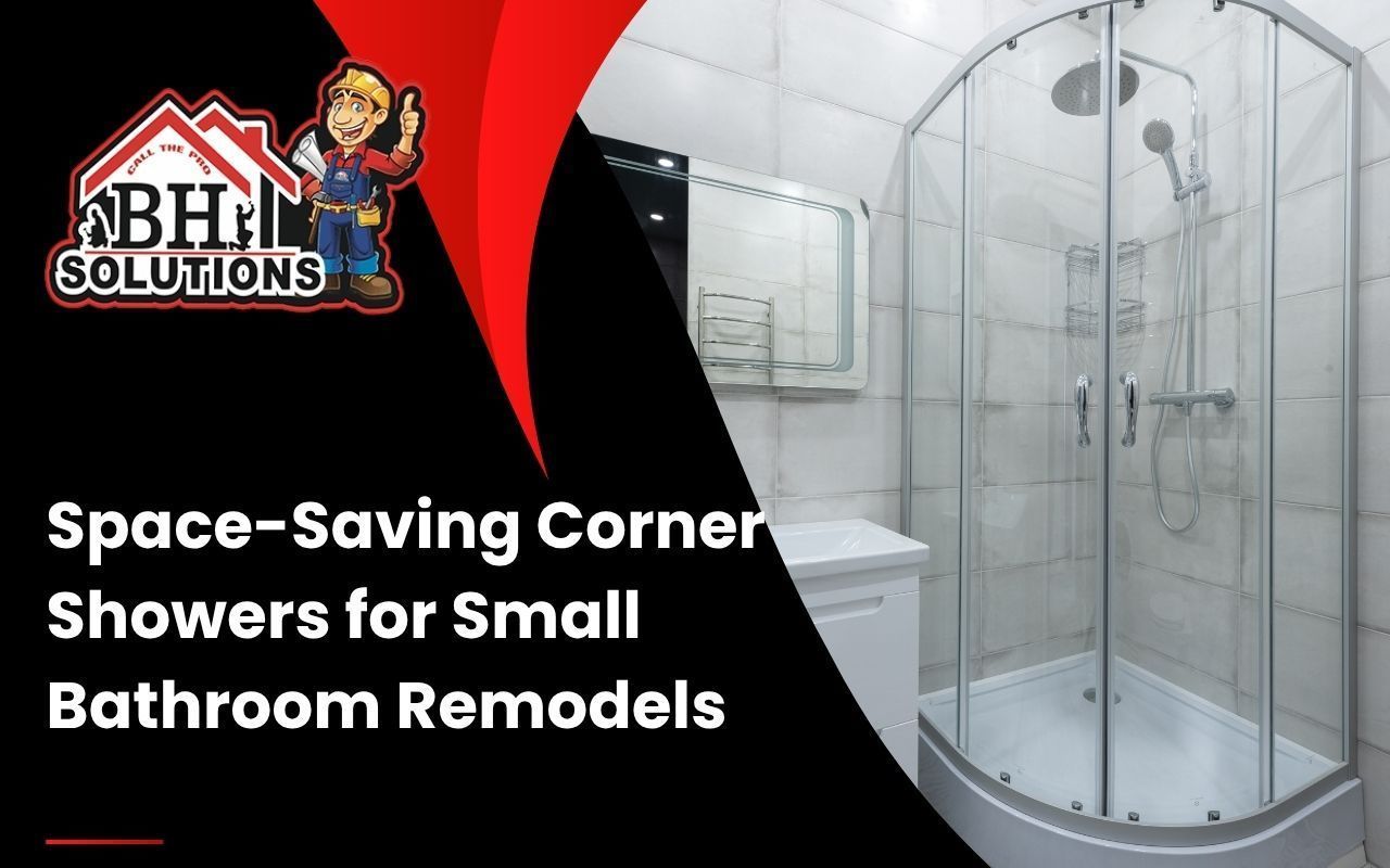 Frameless glass corner shower in a compact modern bathroom