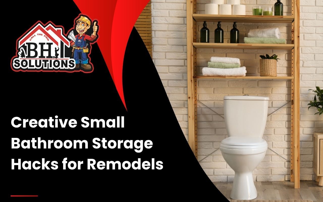 Open wooden shelves above toilet used for towel storage