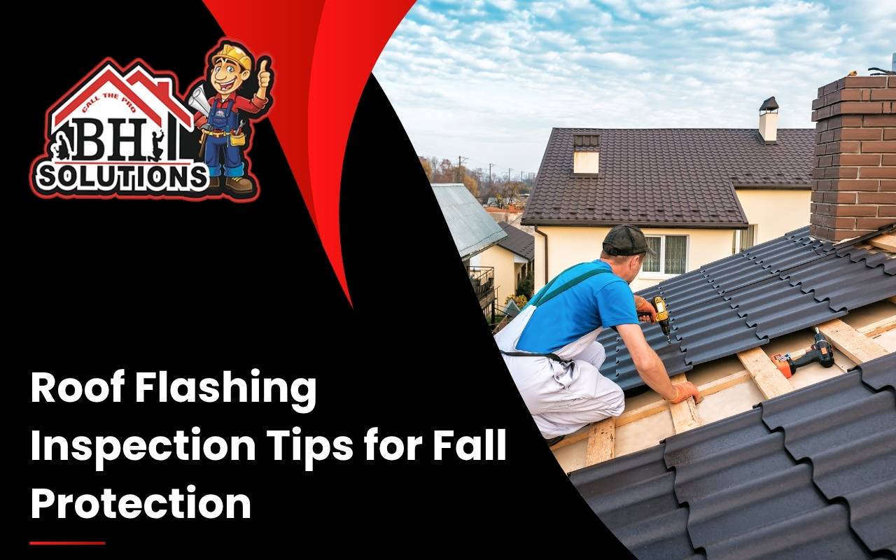 BH Solutions roofer performing flashing repair on residential roof