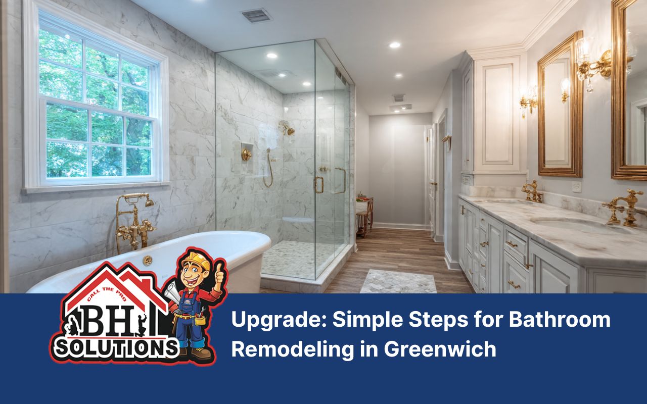 Bathroom Remodeling in Greenwich with a calm sanctuary-style layout and modern finishes