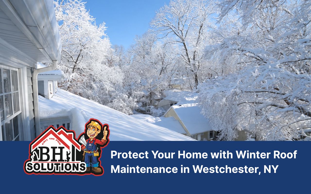 Ice dam prevention during Winter Roof Maintenance in Westchester, NY near roof eaves