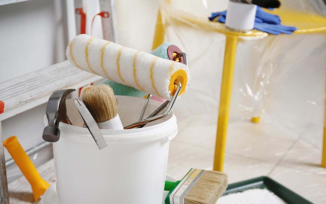 Interior home painters in Fairfield County finishing a living room