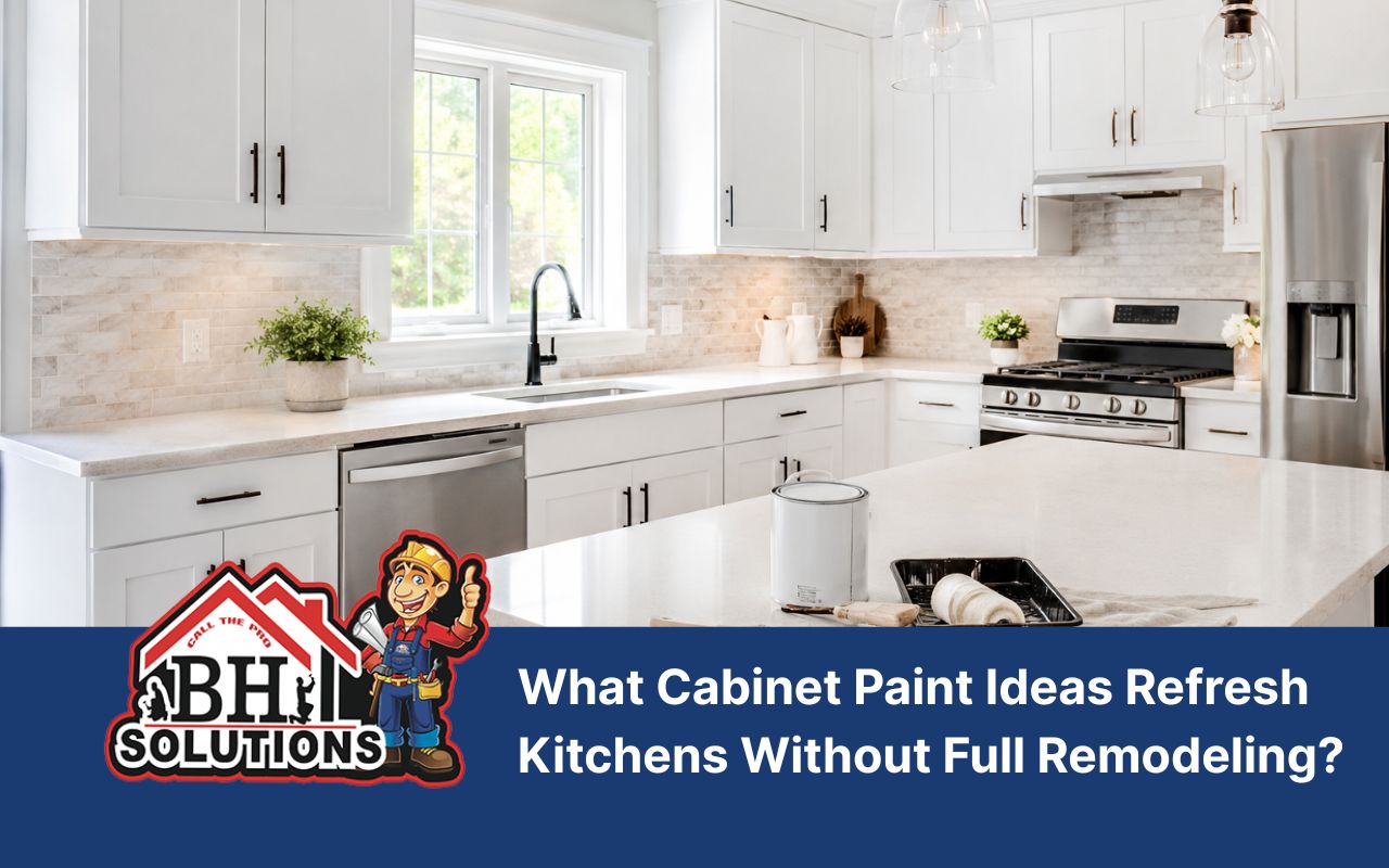 Cabinet paint ideas with white painted kitchen cabinets and bright counters