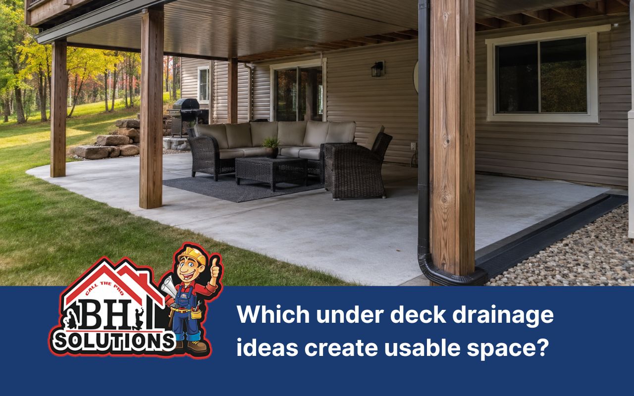 under deck drainage ideas for a dry patio below a raised deck