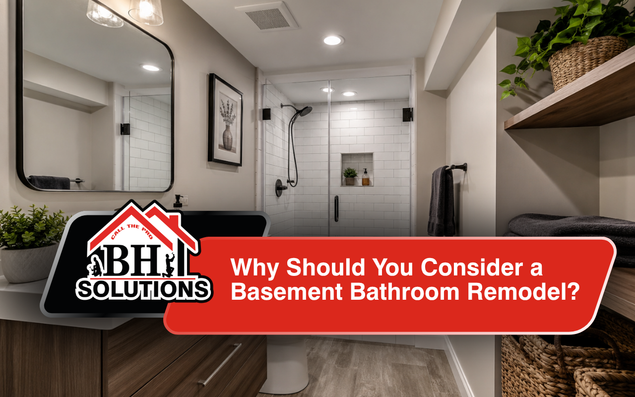 Basement bathroom remodel with modern fixtures and practical layout