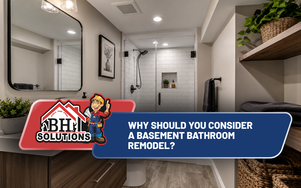 Basement bathroom remodel with modern fixtures and practical layout