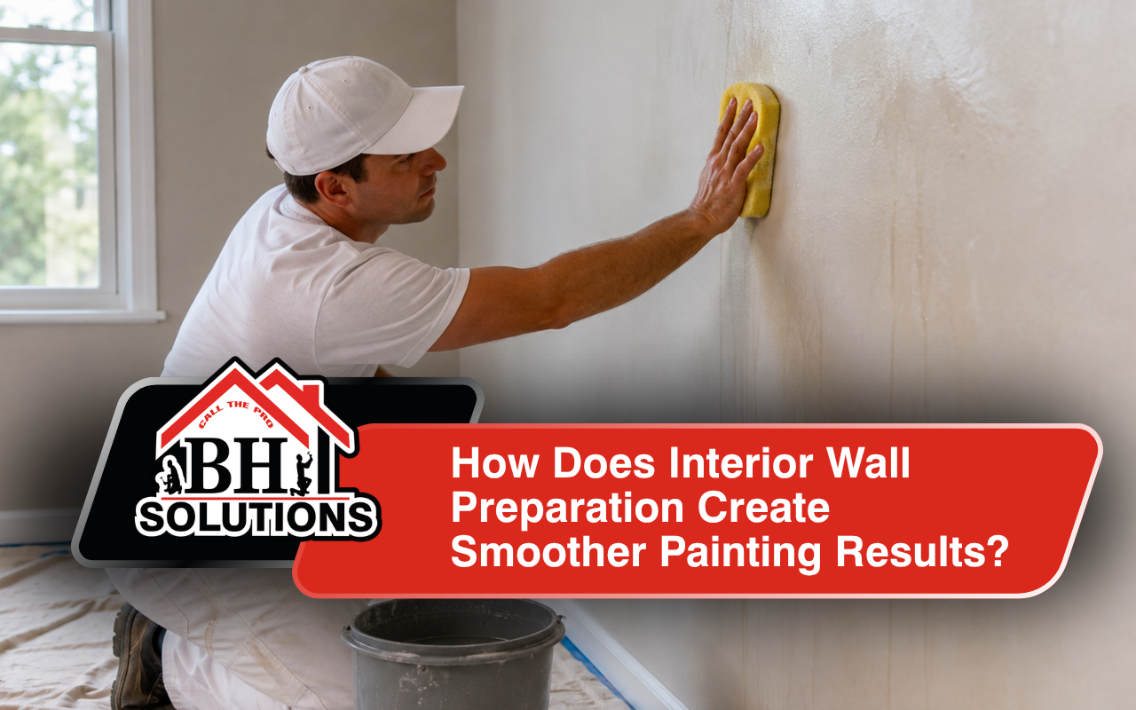 Interior wall preparation with careful wall cleaning before painting