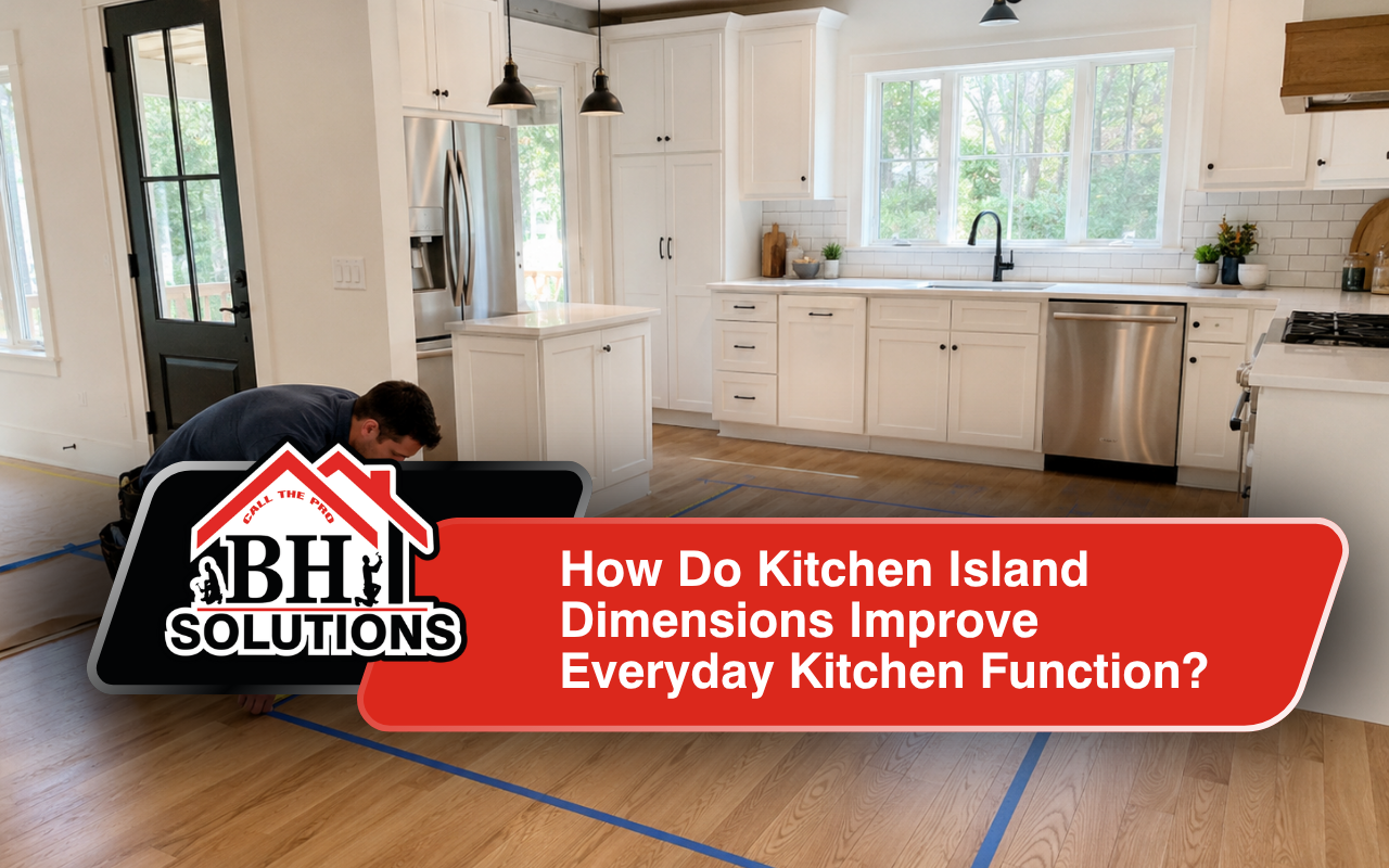 Kitchen island dimensions planned for a functional kitchen layout