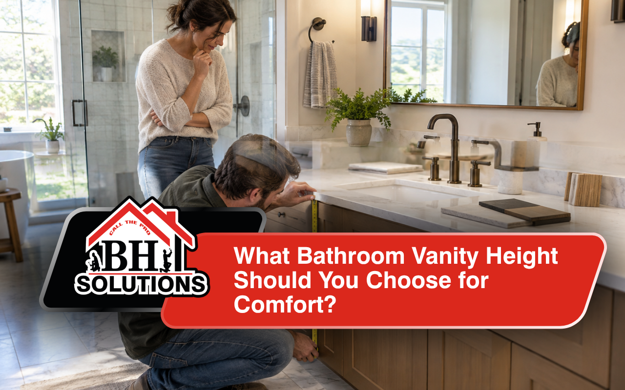 Bathroom vanity height planned for comfortable daily use