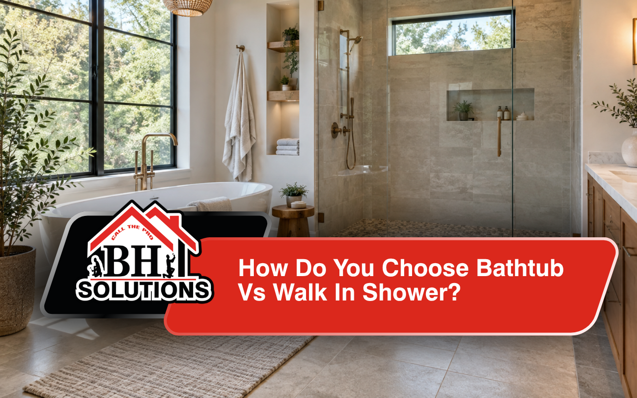 Bathtub vs walk in shower comparison for a modern bathroom layout
