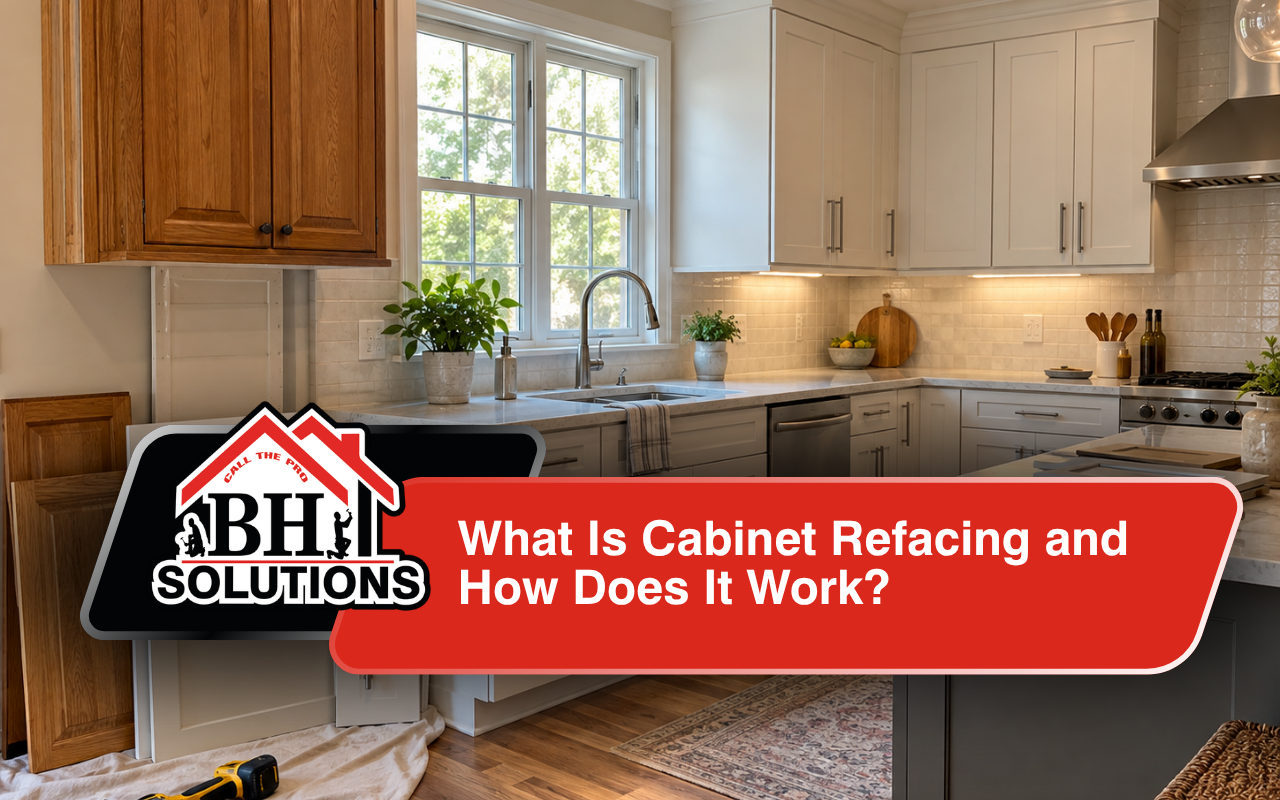 Cabinet refacing transformation with updated kitchen doors and hardware